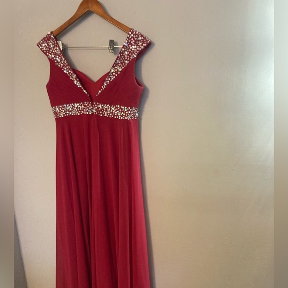 Custom made empire waist red prom dress - Picture 3 of 6